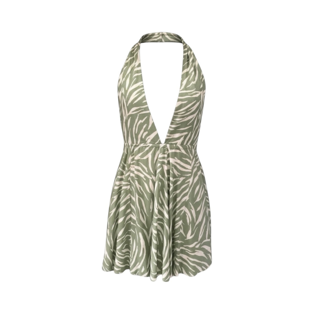 Summer Halter Green/White Dress